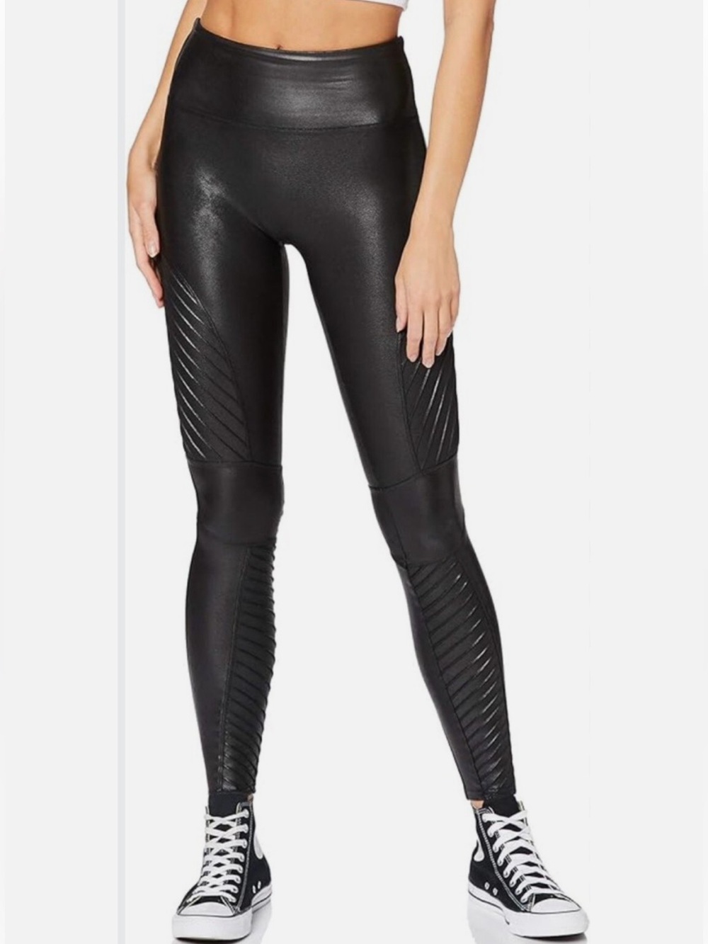 SPANX Women’s Faux Leather MOTO Leggings Black Size XS Shiny Stretch